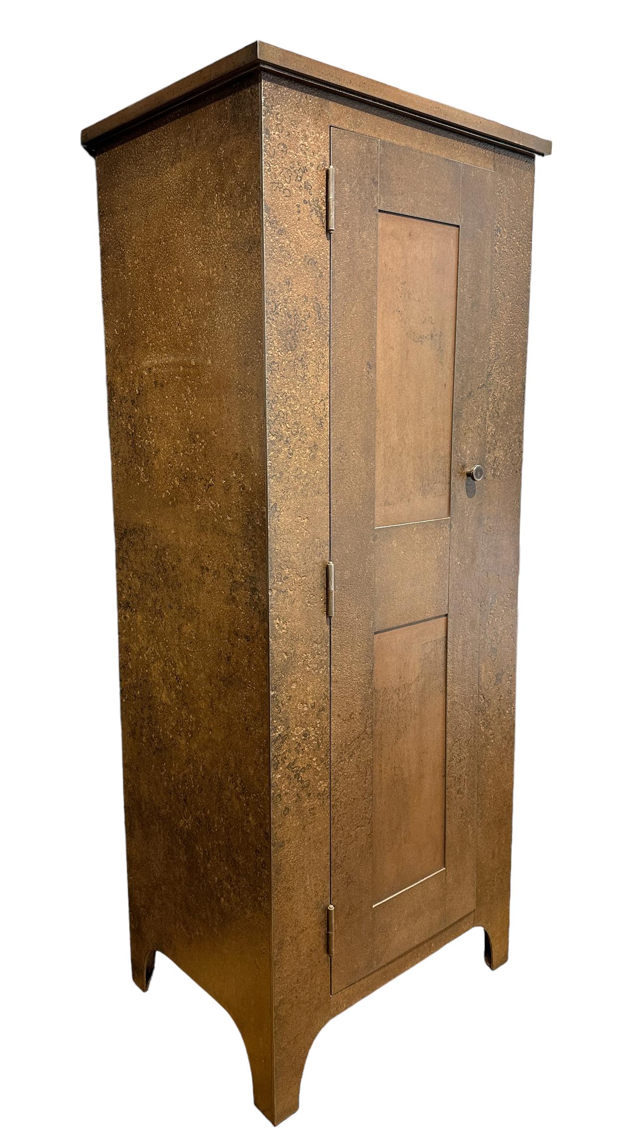 American Jim Rose - Armoire, Shaker Style in Steel with Natural Rusted Patina For Sale
