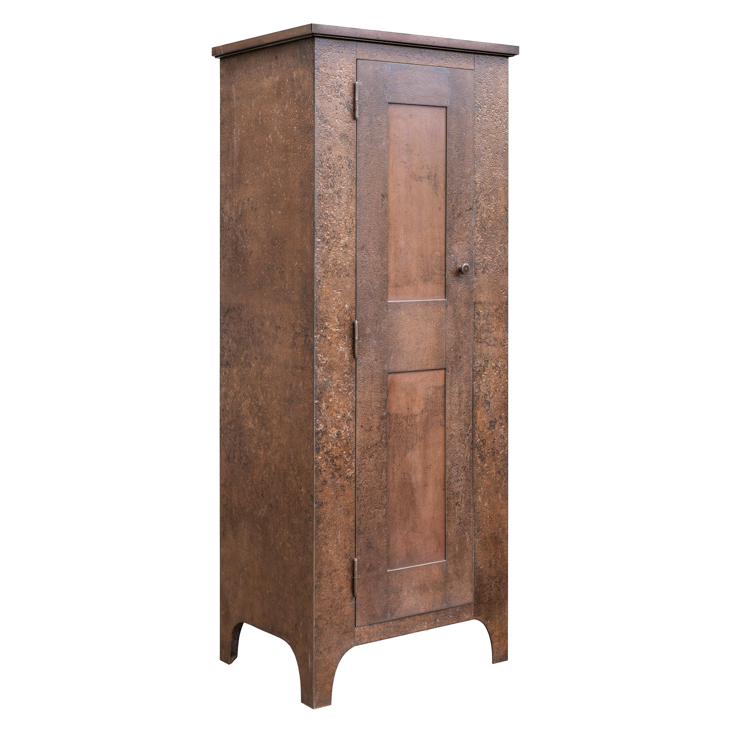 Jim Rose - Armoire, Shaker Style in Steel with Natural Rusted Patina For Sale