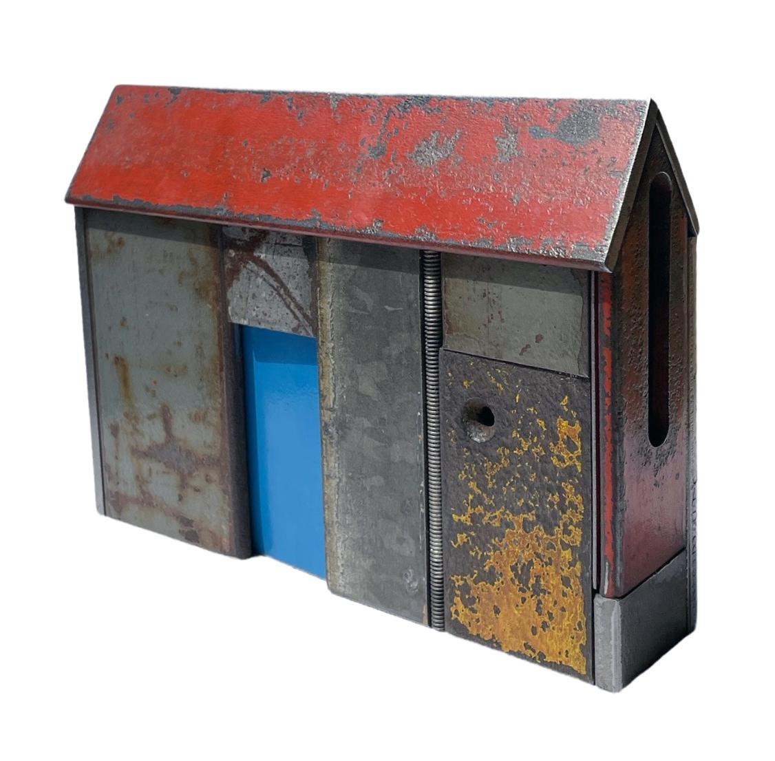 American Jim Rose Barn House Structure, Welded Steel Sculpture Made with Salvaged Steel