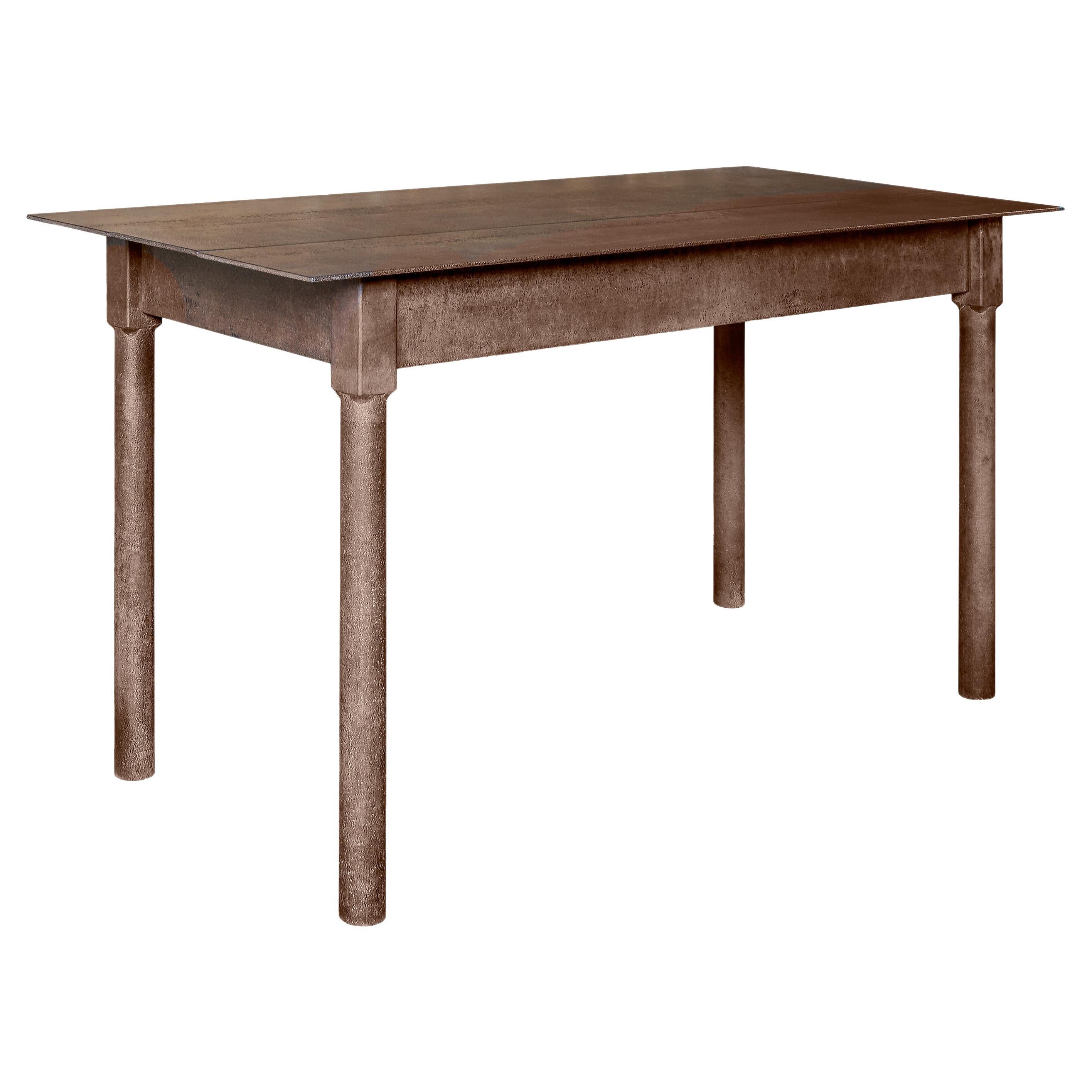 Jim Rose Legacy Collection - Enfield Table, Steel Furniture, Natural Rust Patina For Sale