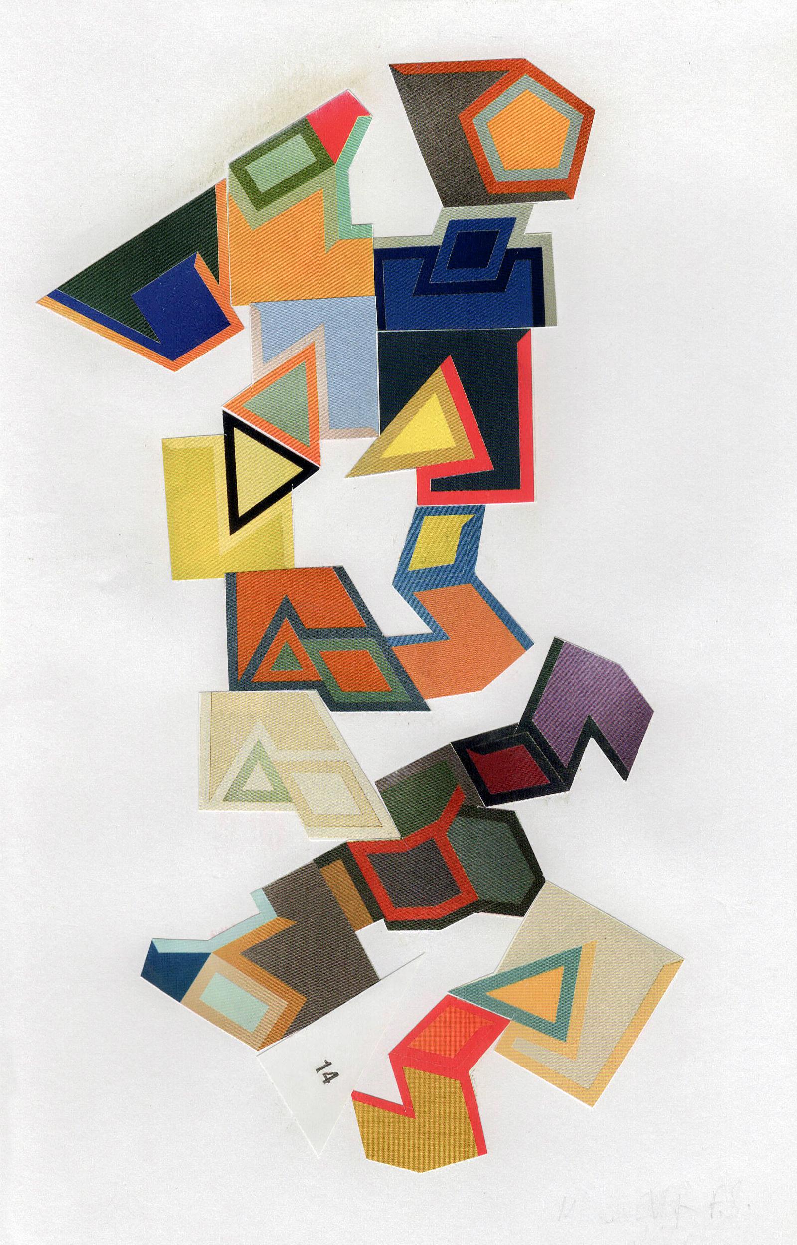 Jim Rose Abstract Painting - Collage No. 52, Graphic Collage Made From Printed Material, Matted & Framed