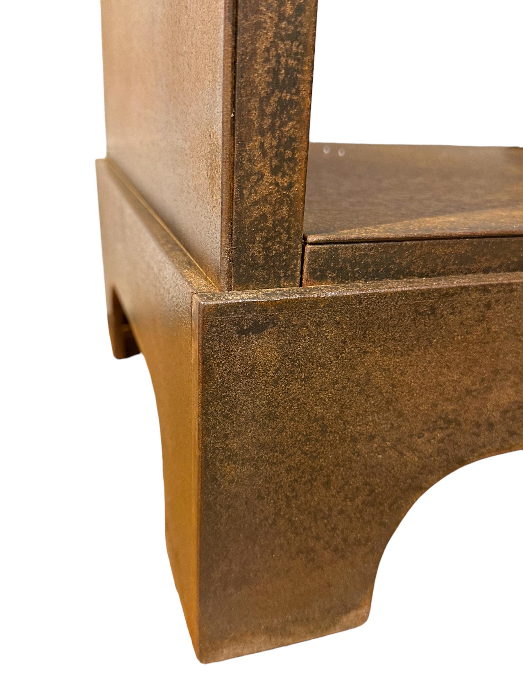 Shaker Jim Rose - Repurposed Steel Bookcase in Natural Rusted Patina, Art Furniture For Sale