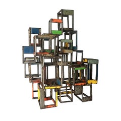 Object 2031 - Stacked Boxes Geometric Sculpture Made with Salvaged Steel