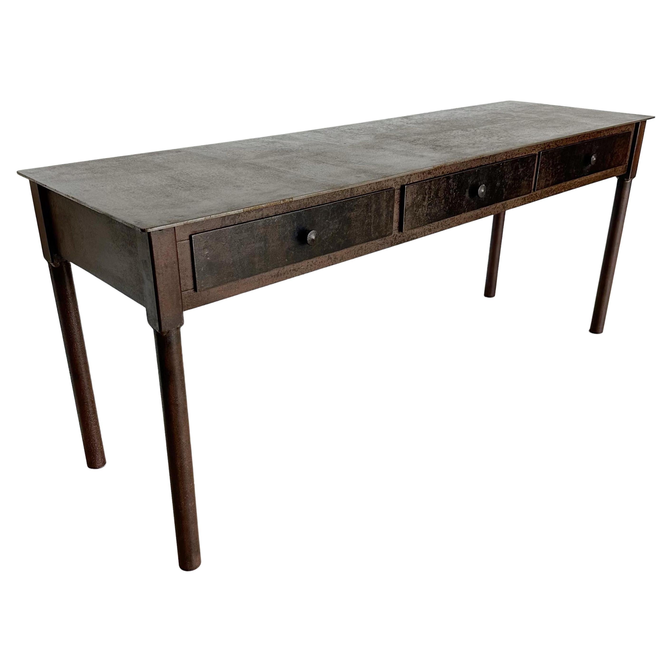 Jim Rose Shaker Inspired 3 Drawer Steel Console Table