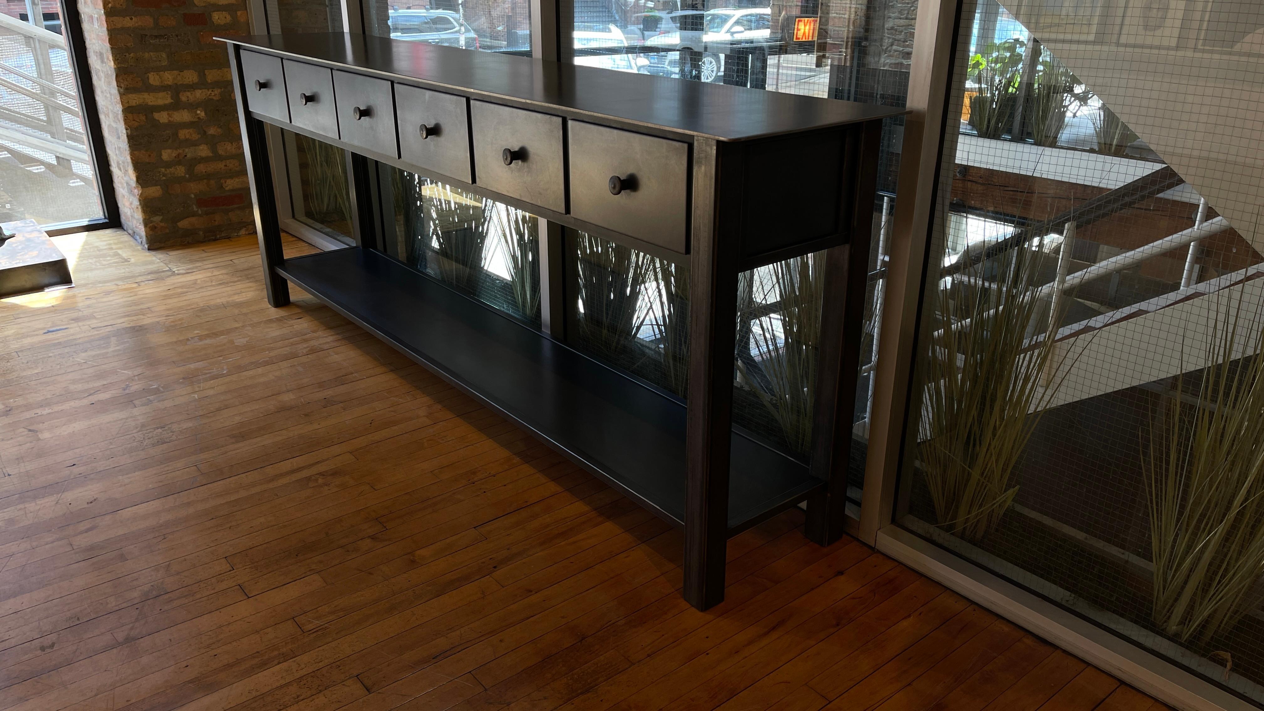 Jim Rose, Six Drawer Counter with Shelf, Functional Art Steel Furniture