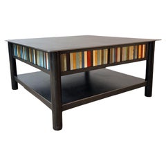 Jim Rose Steel Furniture, Square Coffee Table with Shelf and Multi-Color Panels