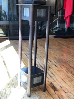 Jim Rose Steel Pedestal, Welded Steel and Found Galvanized Steel with Shelf