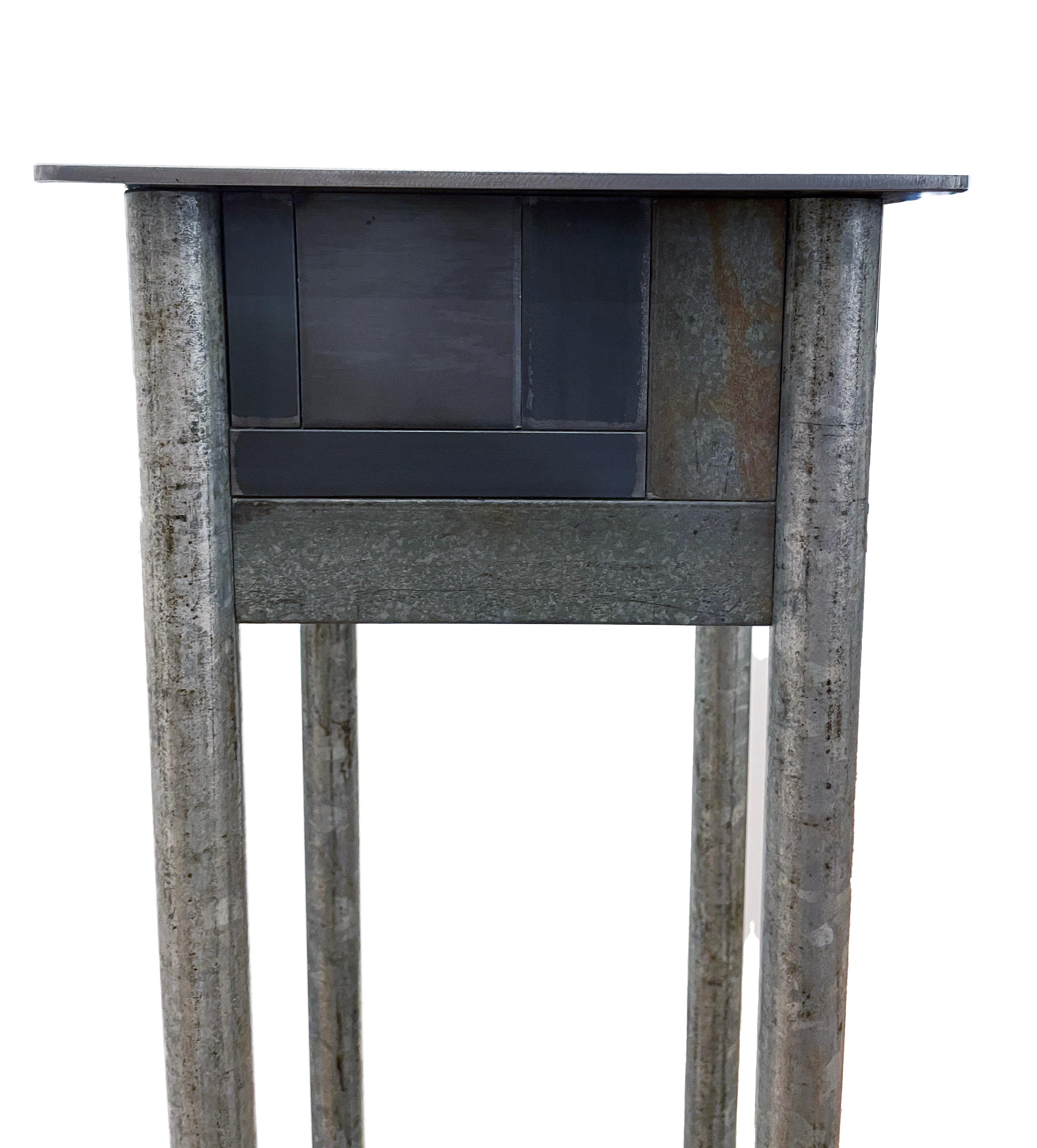 American Jim Rose Steel Pedestal, Welded Steel with Shelf, Quilt Pattern Skirt