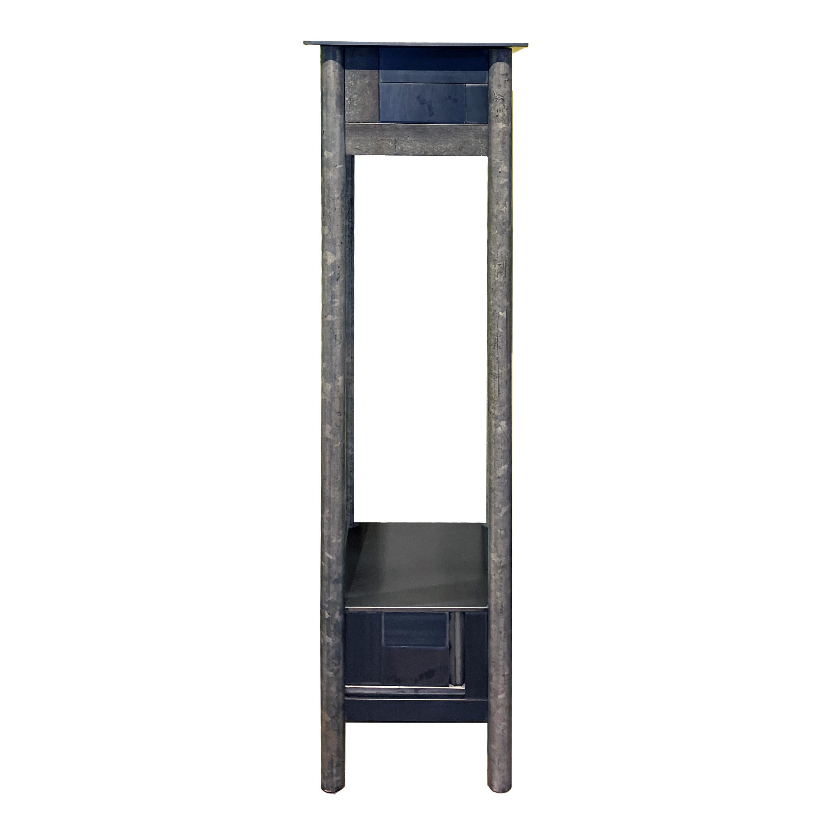 Jim Rose Steel Pedestal, Welded Steel with Shelf, Quilt Pattern Skirt 2