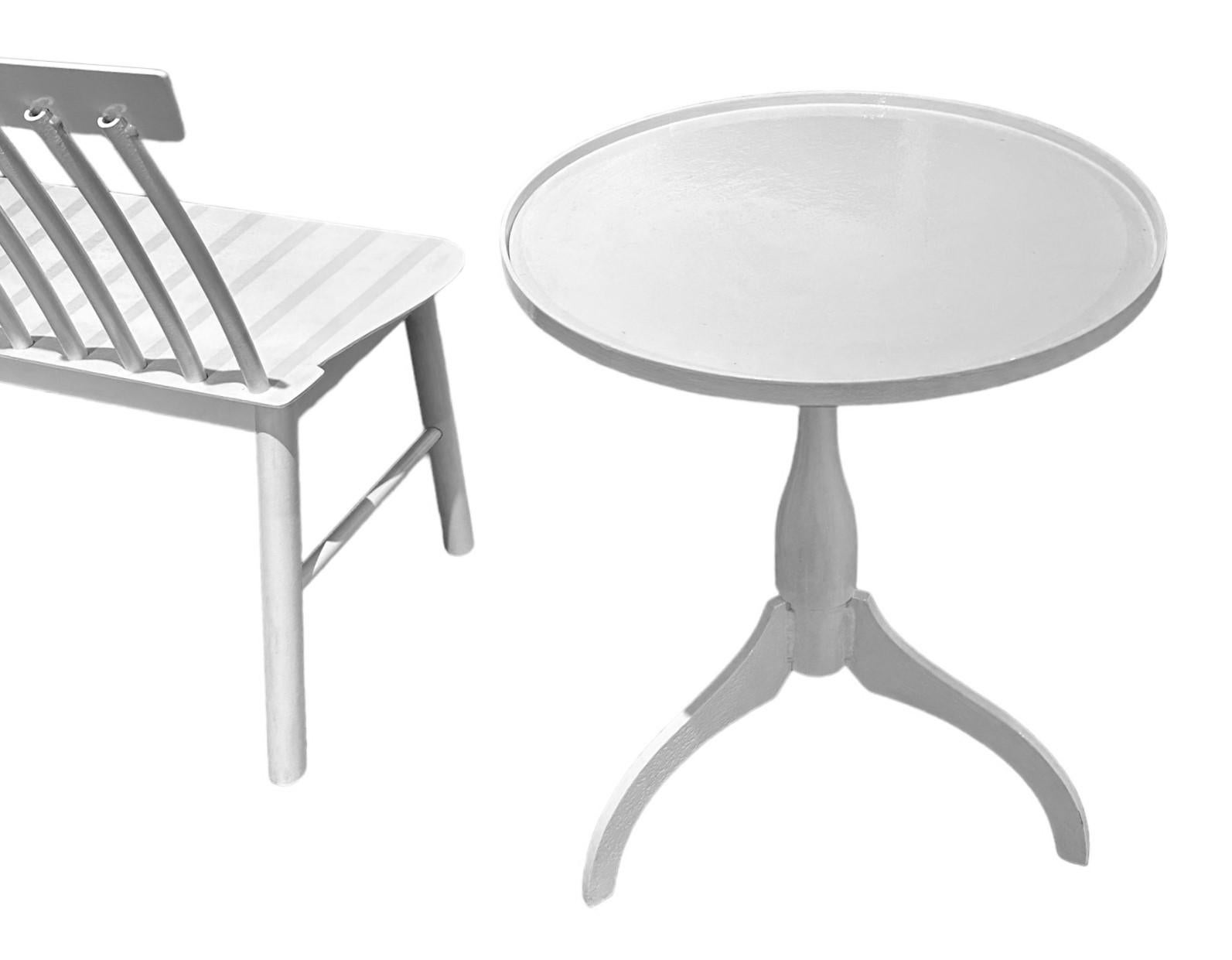 Contemporary Jim Rose - Tripod Table, Shaker Style in Painted Repurposed Steel  For Sale
