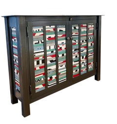 Jim Rose Two-Door Chinese Coins Quilt Cupboard, Functional Art Steel Furniture