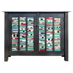 Jim Rose Two-Door Chinese Coins Quilt Cupboard, Functional Art Steel Furniture