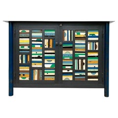 Jim Rose, Two Door Strip Quilt Cabinet, Functional Art Steel Furniture