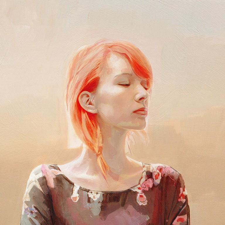 Simone 2, Peinture à l'huile réaliste, Portrait contemporain, Peinture d'une fille  - Painting de Jim Salvati