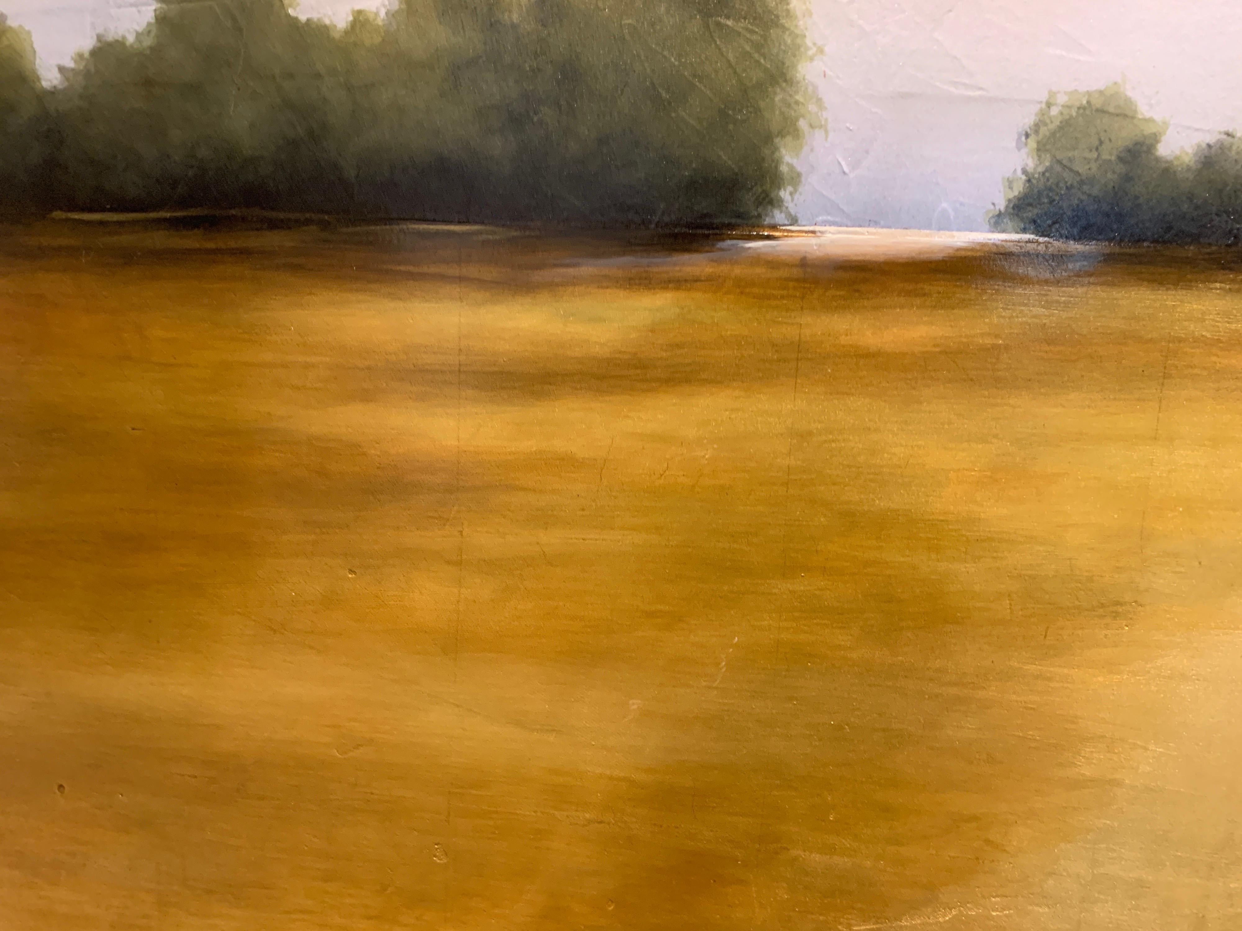 Fields of Gold by Jim Seitz, Large Vertical Minimalist Landscape Painting 4