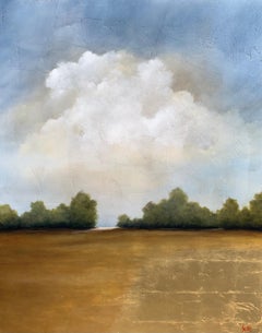 Fields of Gold by Jim Seitz, Large Vertical Minimalist Landscape Painting