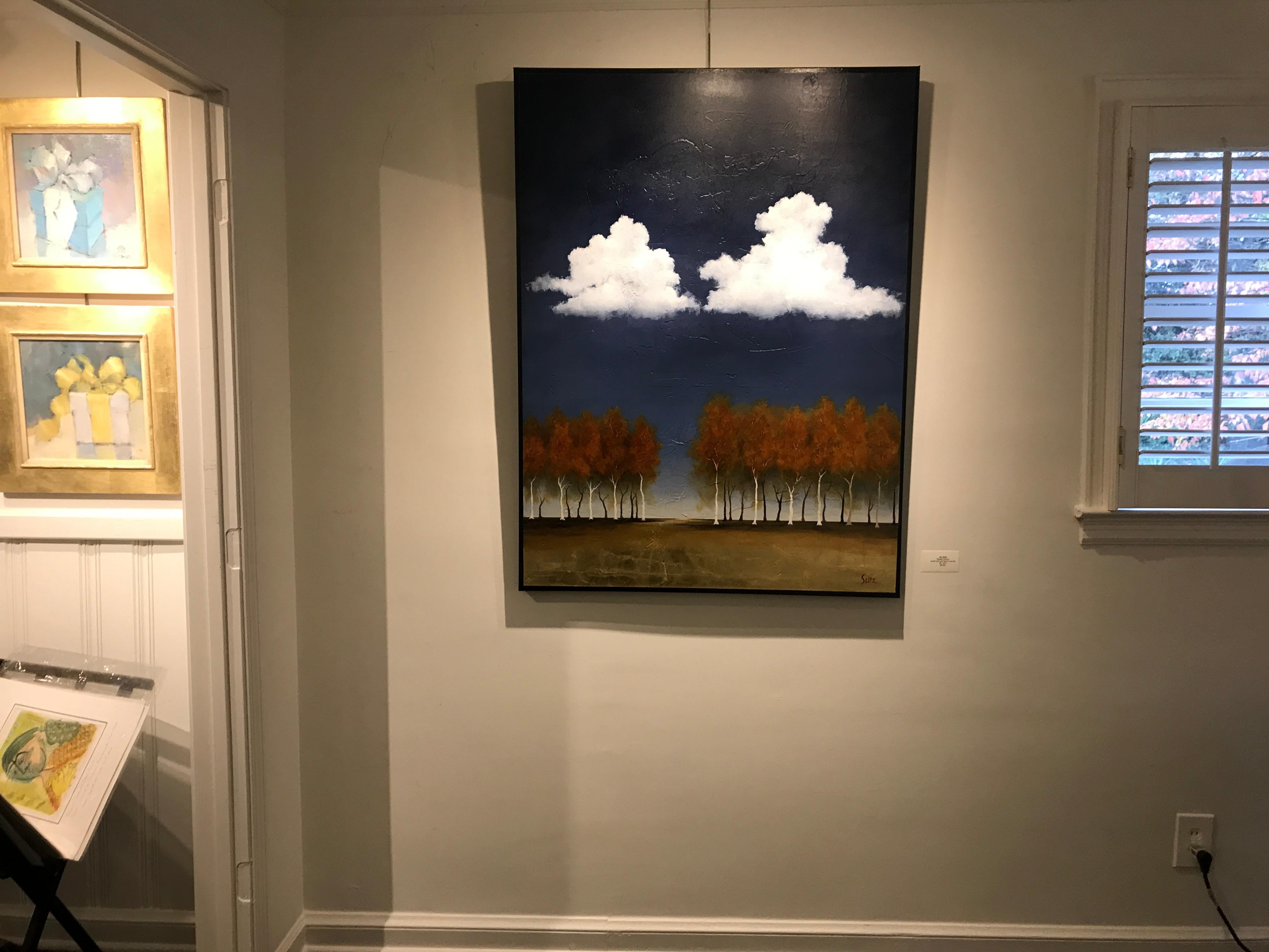 Parallel Dreams by Jim Seitz, Large Minimalist Landscape Painting with Gold Leaf 1