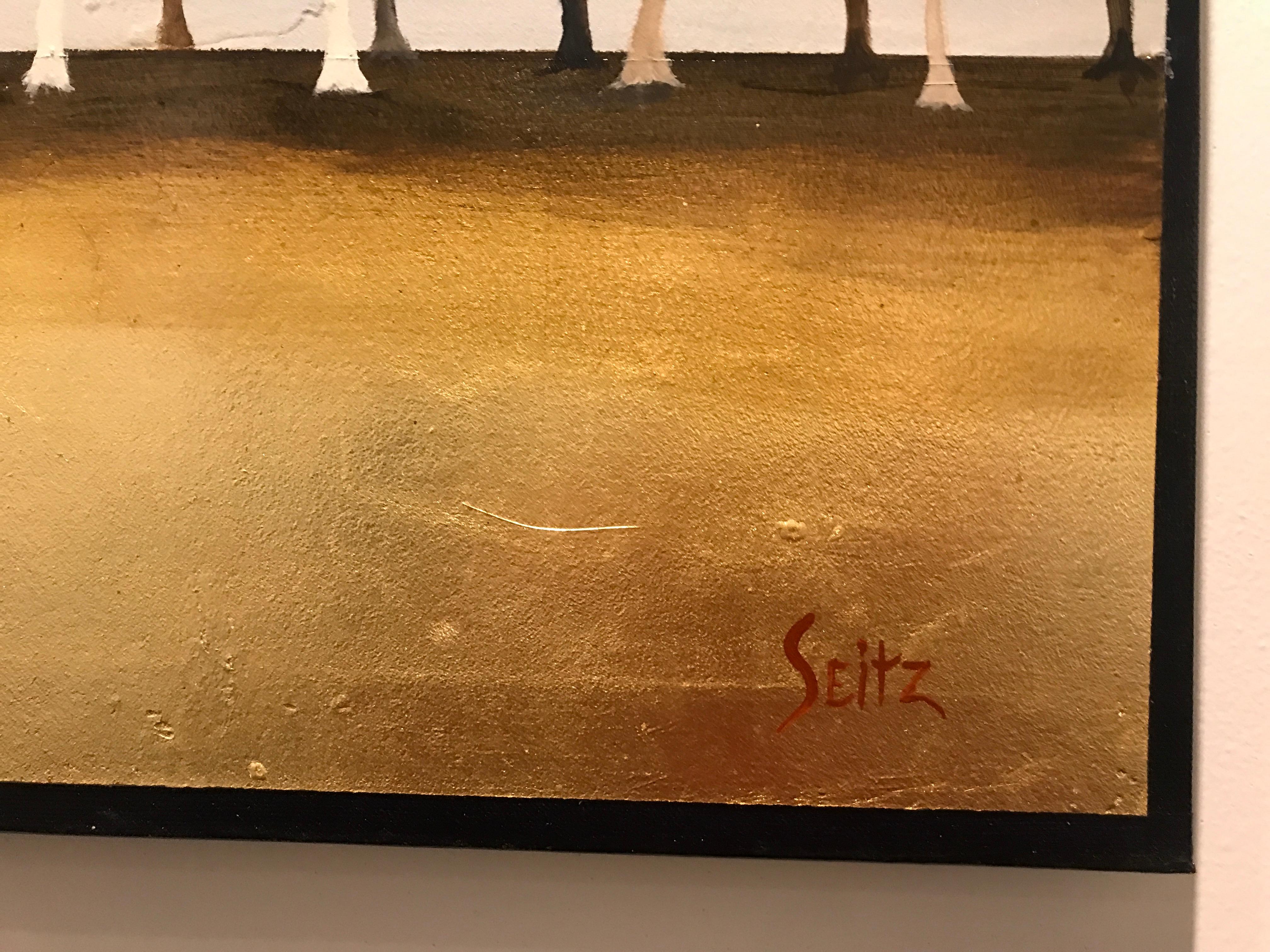 Parallel Dreams by Jim Seitz, Large Minimalist Landscape Painting with Gold Leaf 2