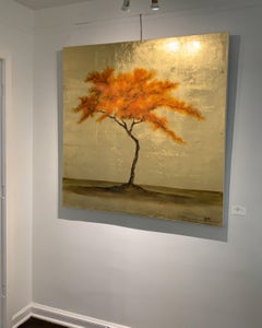 Sun in My Heart by Jim Seitz, Acrylic and Gold Leaf on Canvas Tree Painting