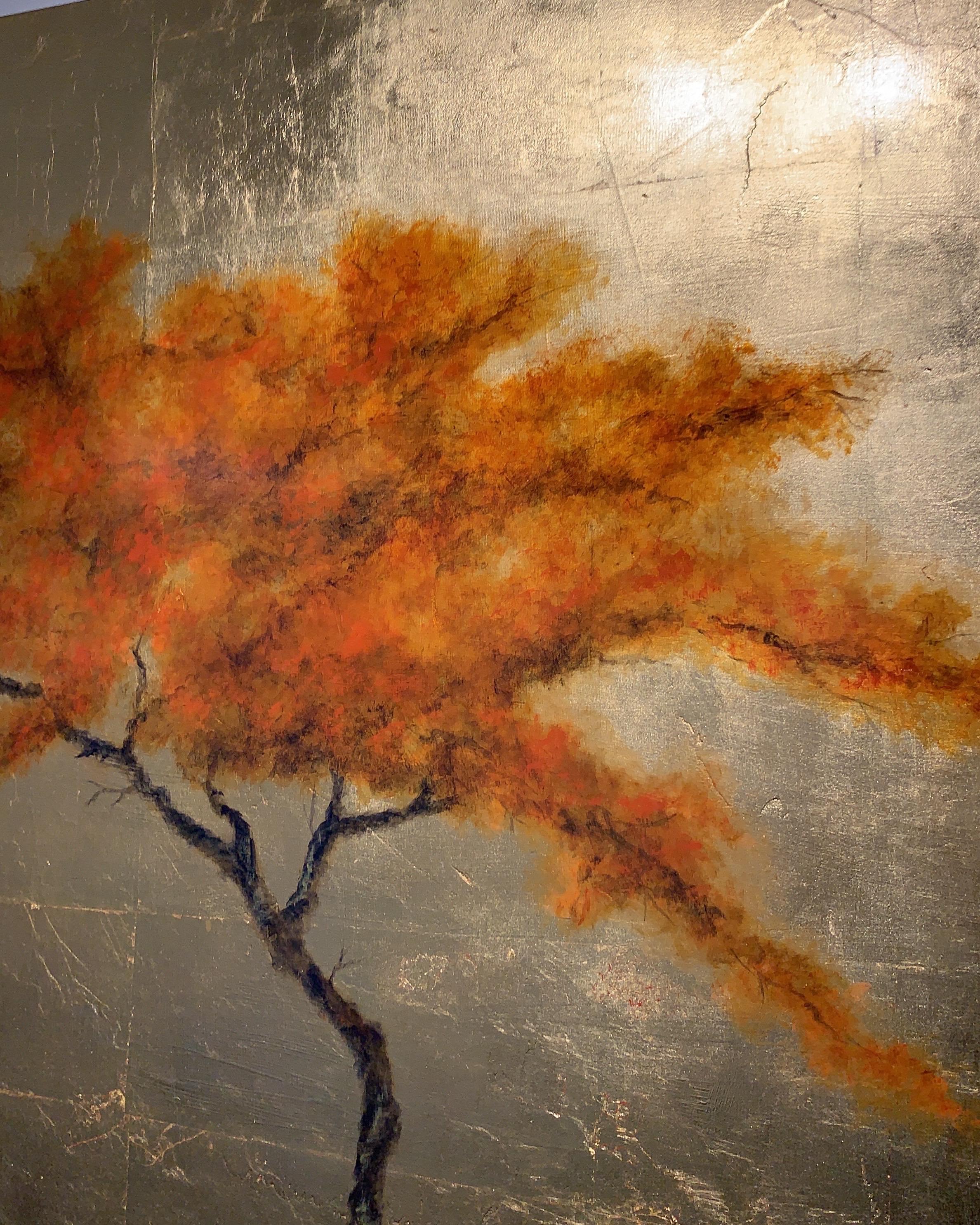 Sun in My Heart by Jim Seitz, Acrylic and Gold Leaf on Canvas Tree Painting 1