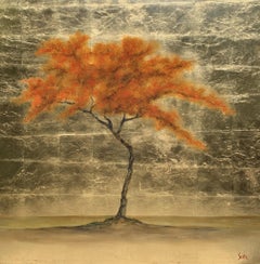 Sun in My Heart de Jim Seitz:: peinture d'arbre à l'acrylique et à la feuille d'or sur toile