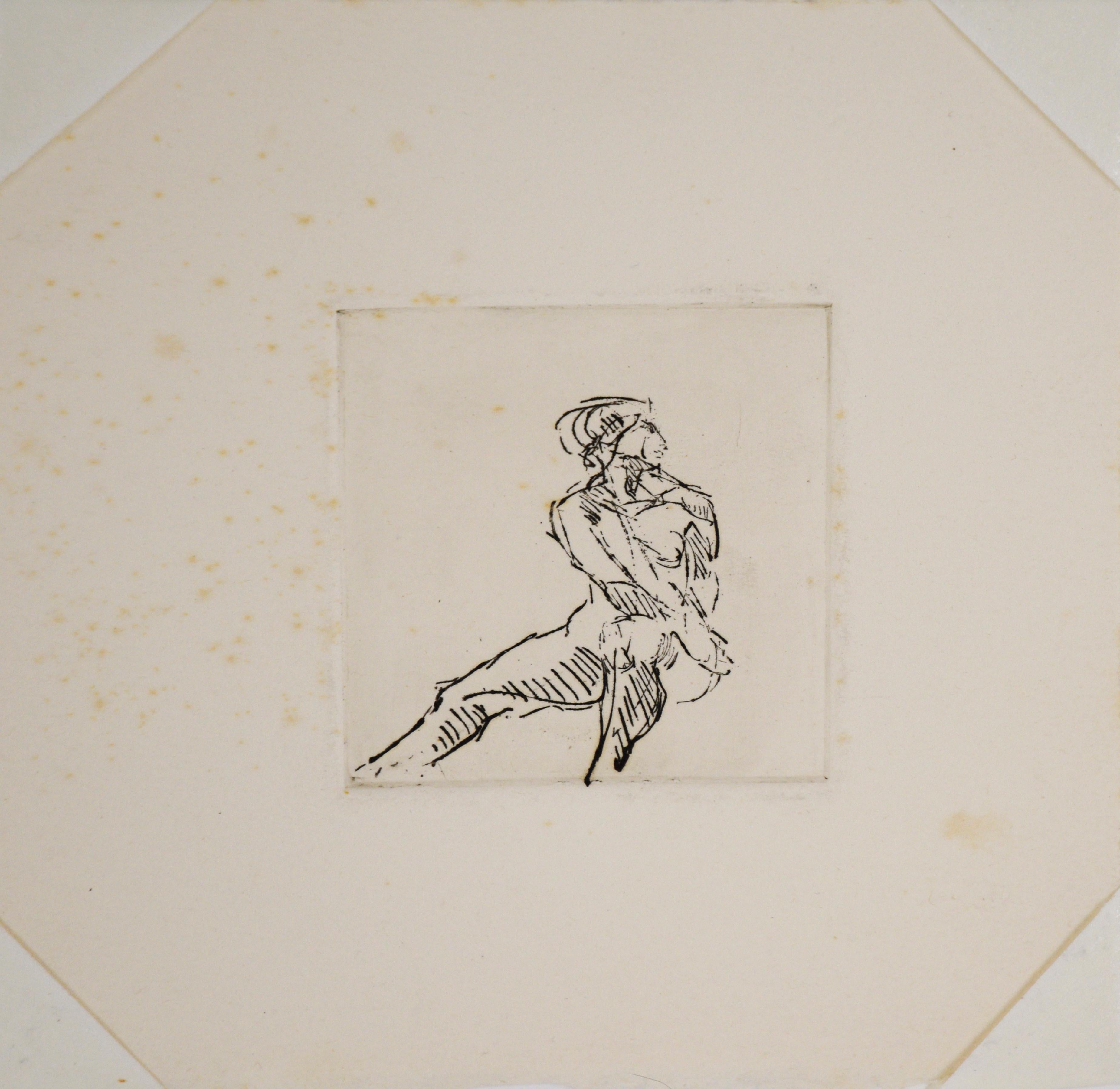Étude figurative masculine - Lithographie originale sur papier - Print de Jim Smyth