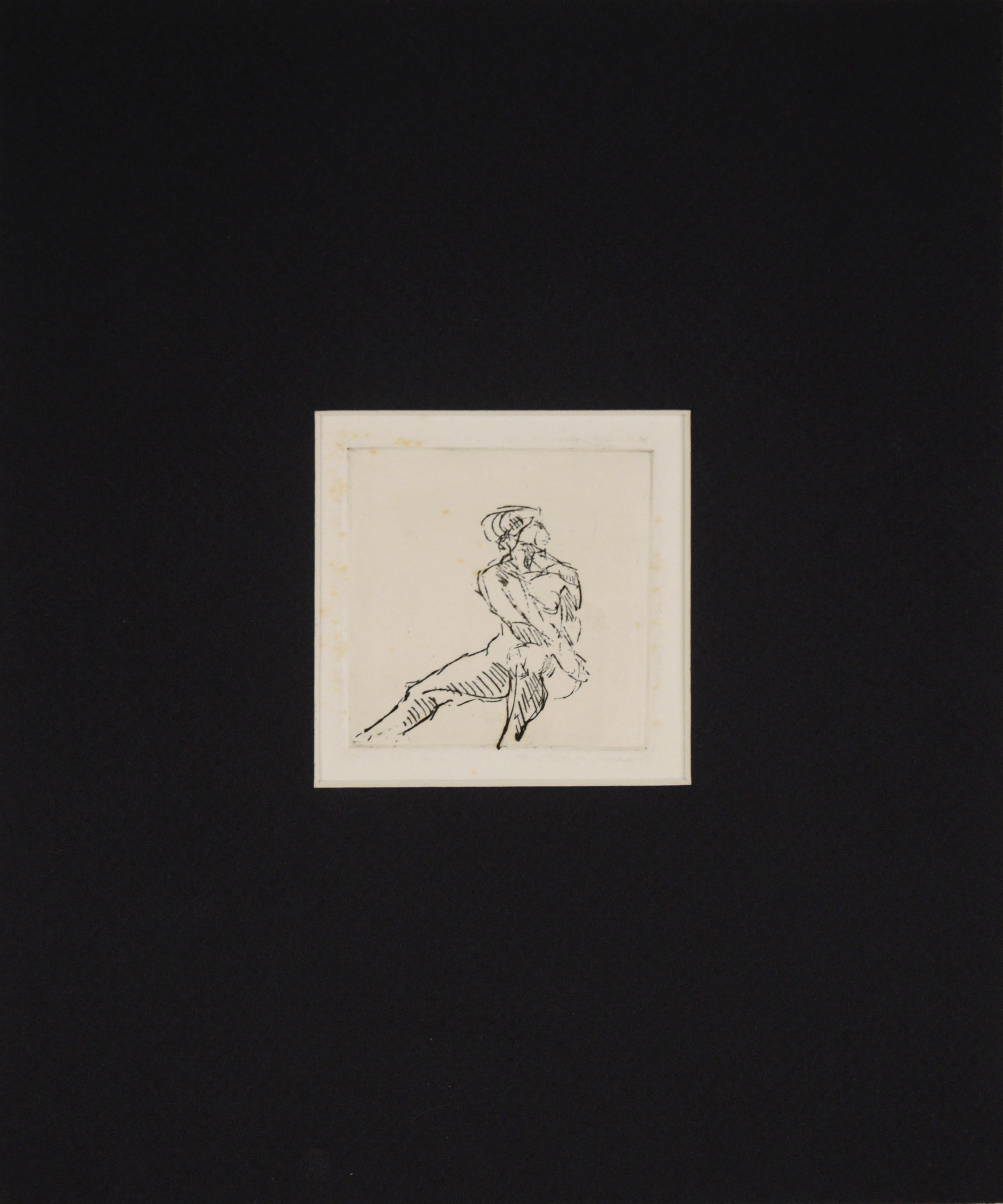 Male Figurative Study - Original Lithograph on Paper