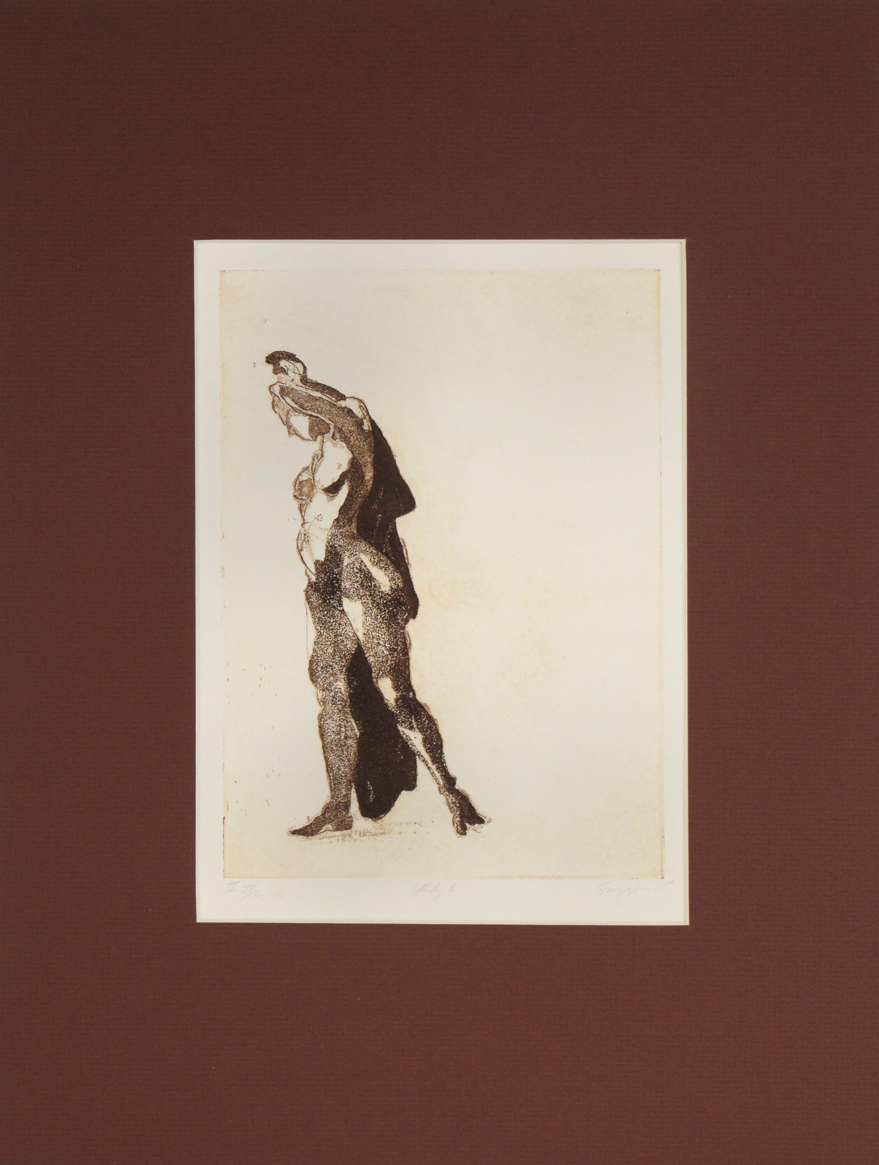 Jim Smyth Figurative Print – „Study 6“ - 1975 Figurative Lithographie auf Papier