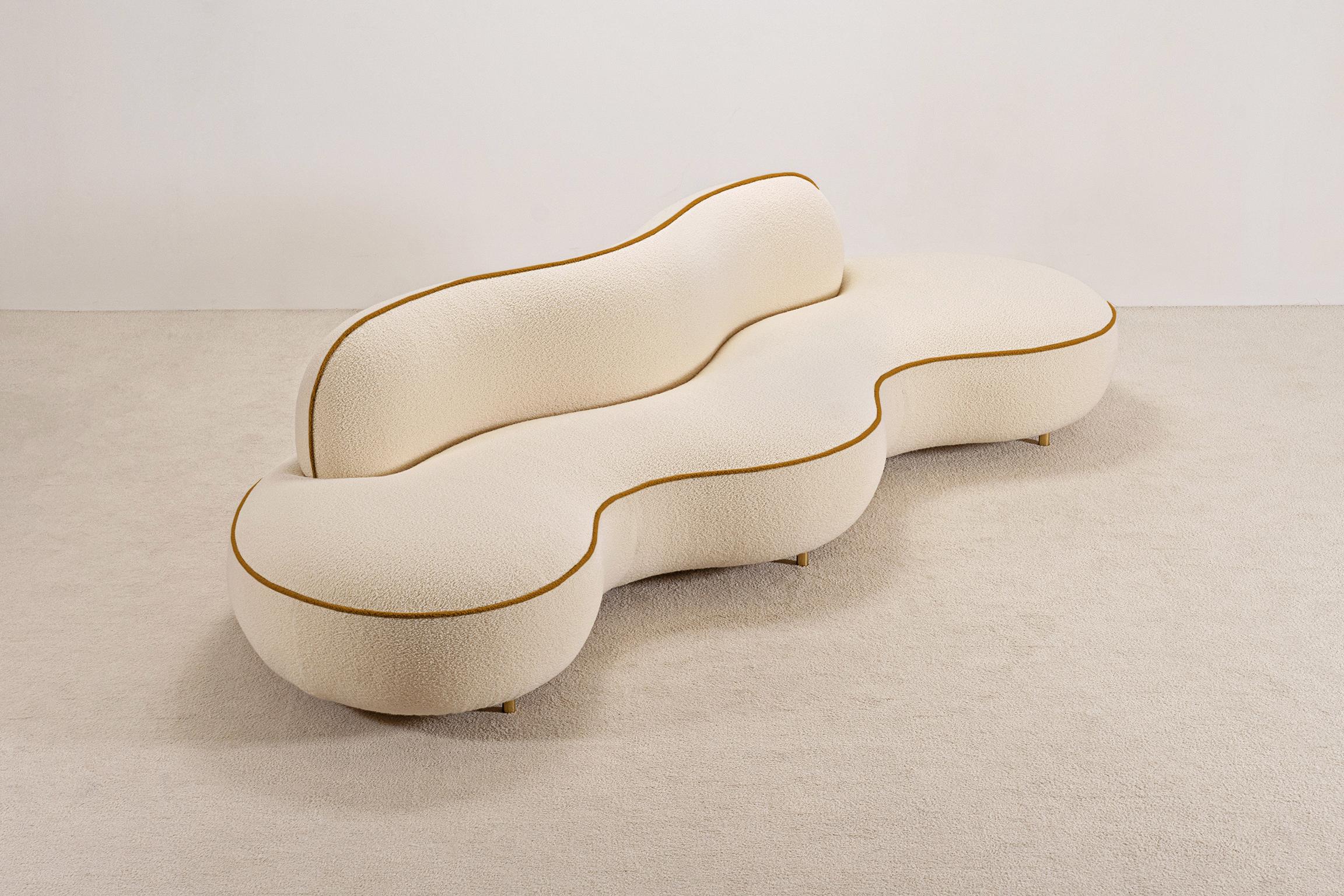 Jim Sofa by Proisy Studio. 

Jim is an elegant and refined 3 to 4 seater curved sofa designed by Proisy Studio. This piece is a part of a collection named 