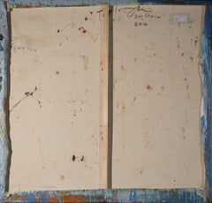 "Untitled" opera a tecnica mista dell'artista Jim Stella su tela avvolta in galleria