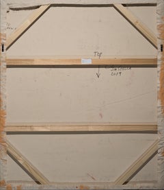 "Untitled" opera a tecnica mista dell'artista Jim Stella su tela avvolta in galleria