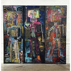 Jim Stella 2017 Triptych Three Paintings Mixed Media
