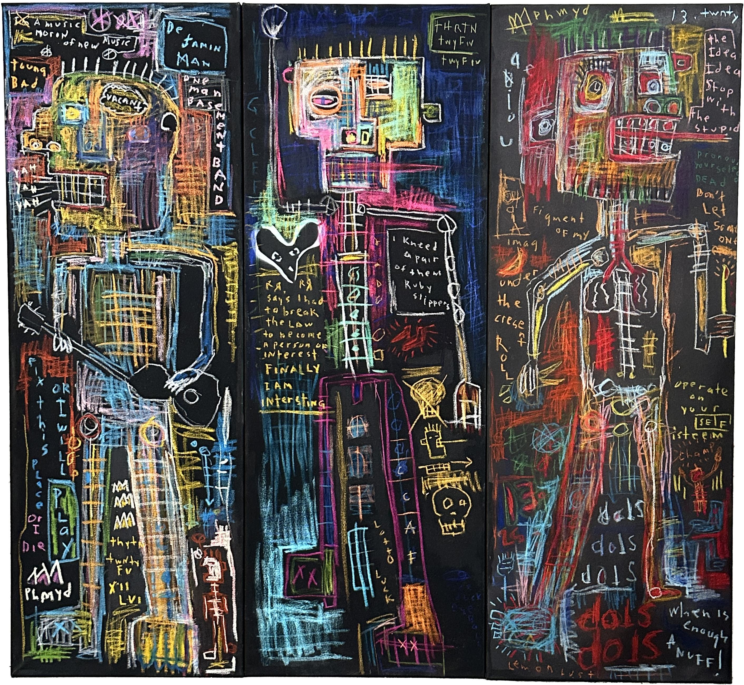Jim Stella
Triptych
2017 Mixed Media
Oil, Acrylic, Oil Stick and Collage

48 x 72 in

 24" x 48" in  each panel 

Jim Stella was born in Detroit in 1954 and was attracted to art from an early age. He attended University of Detroit Jesuit high school