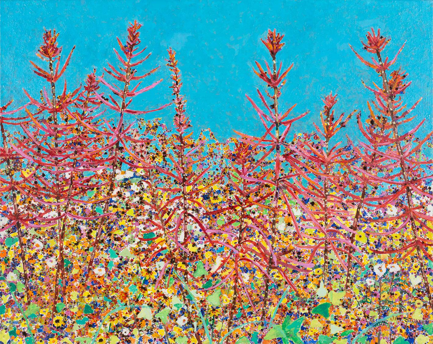 Jim Stoker Landscape Painting - Coral Bean Wildflower, Goose Island State Park