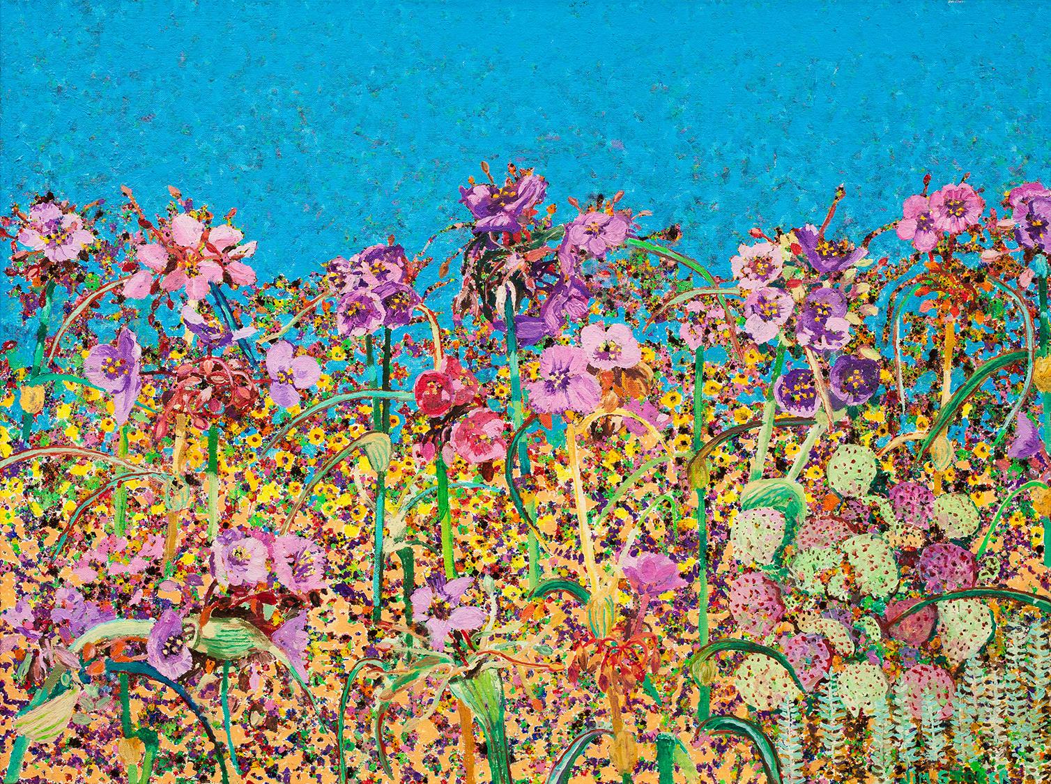 Landscape Painting de Jim Stoker - Spiderworts de granito, Cactus de higo chumbo