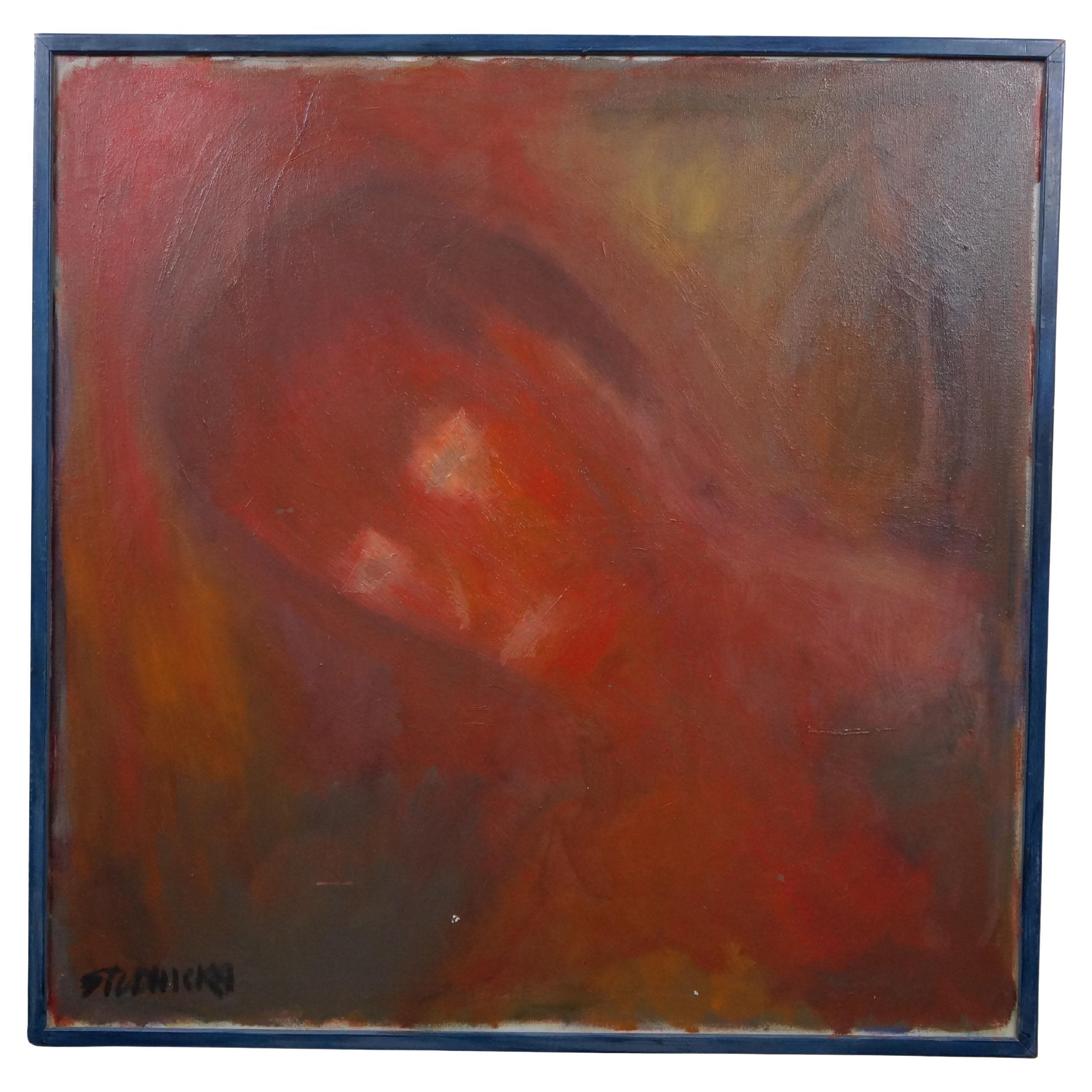 Jim Studnicka Expressionist Female Portrait Oil Painting on Canvas 31"