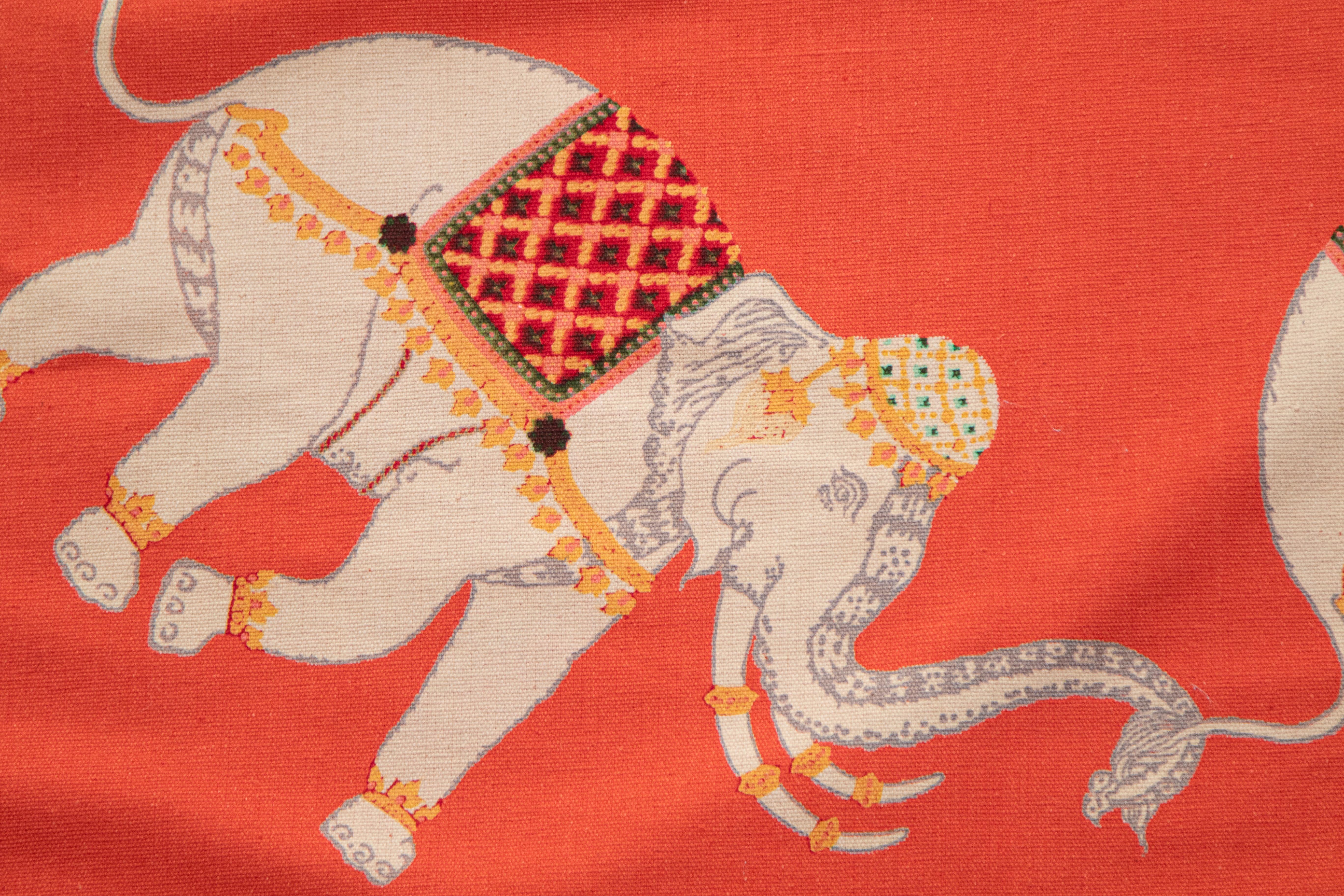 Jim Thompson Burnt Orange Large Floor Pillow Cover with Elephant Print For Sale 6