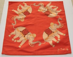 Jim Thompson Copricuscino da pavimento grande arancione bruciato con stampa di elefanti