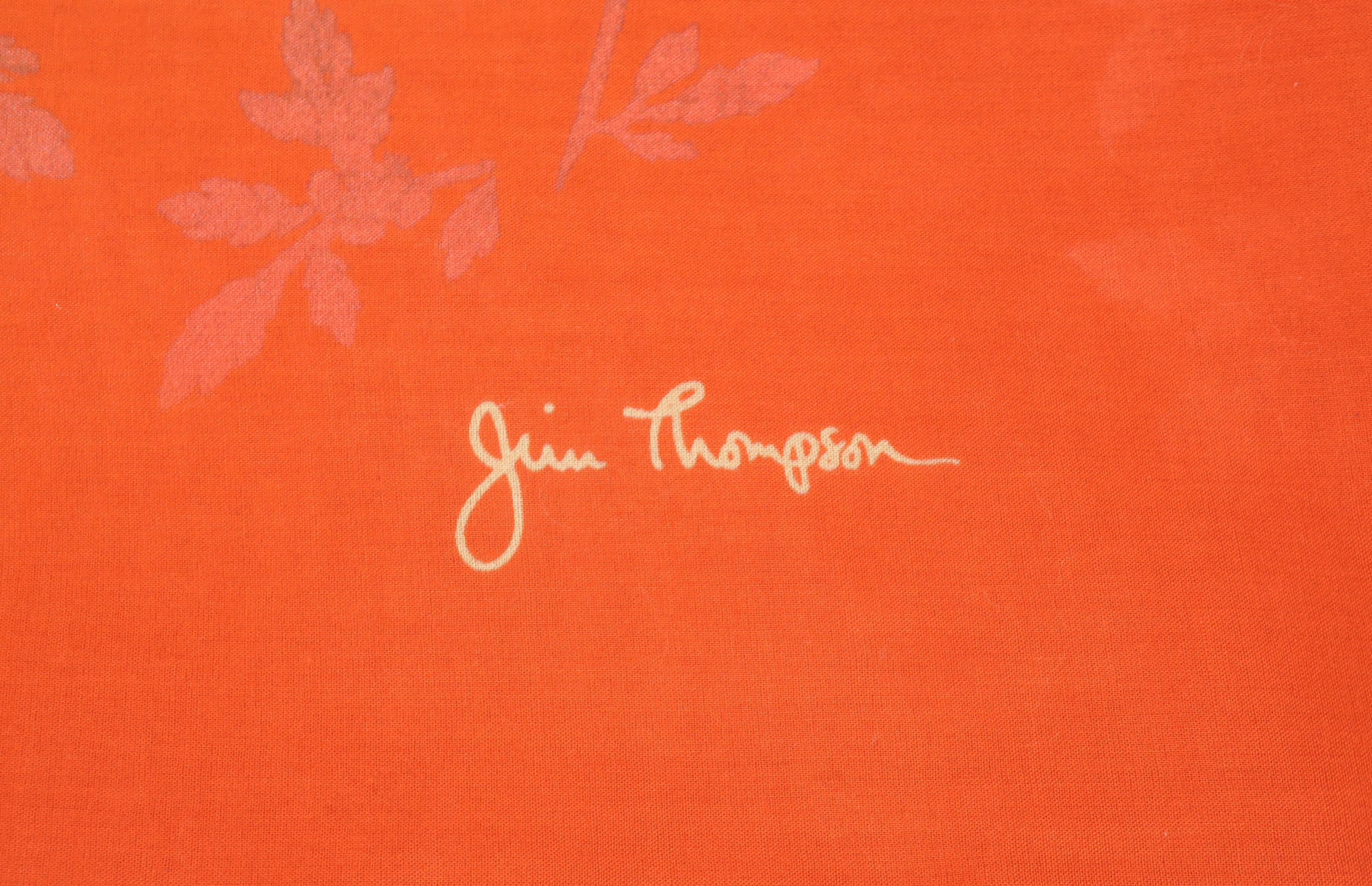 Orange Jim Thompson Large Sarong Size Thai Cotton Scarf Wrap For Sale