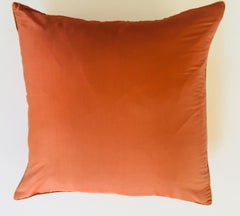Jim Thompson Orange Designer Decorative Pillow with Lotus Flower Print