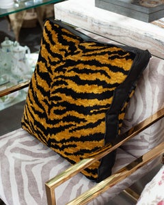 Jim Thompson Thaiger Gold and Black Velvet Pillow by Studio Maison Nurita