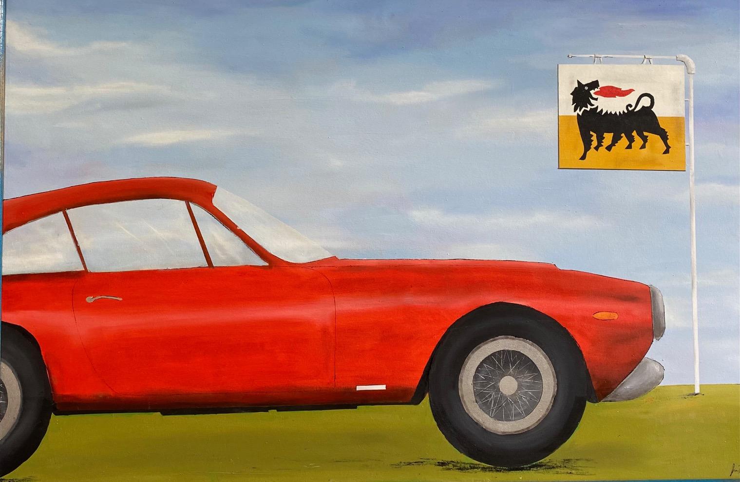 Ferrari GT LUSSO, original 30x46 pop art contemporary landscape - Painting by Jim Twerell