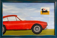 Ferrari GT LUSSO, paesaggio pop art contemporaneo originale 30x46