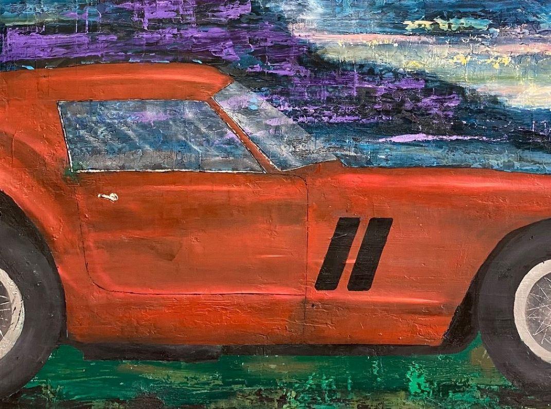 Ferrari GTO 250, original 30x40 contemporary pop art landscape  - Pop Art Painting by Jim Twerell