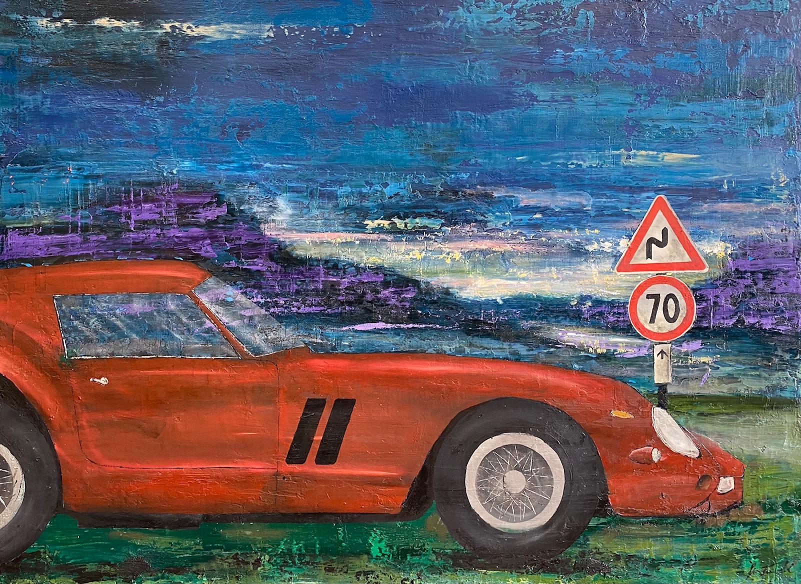 Jim Twerell Landscape Painting - Ferrari GTO 250, original 30x40 contemporary pop art landscape 