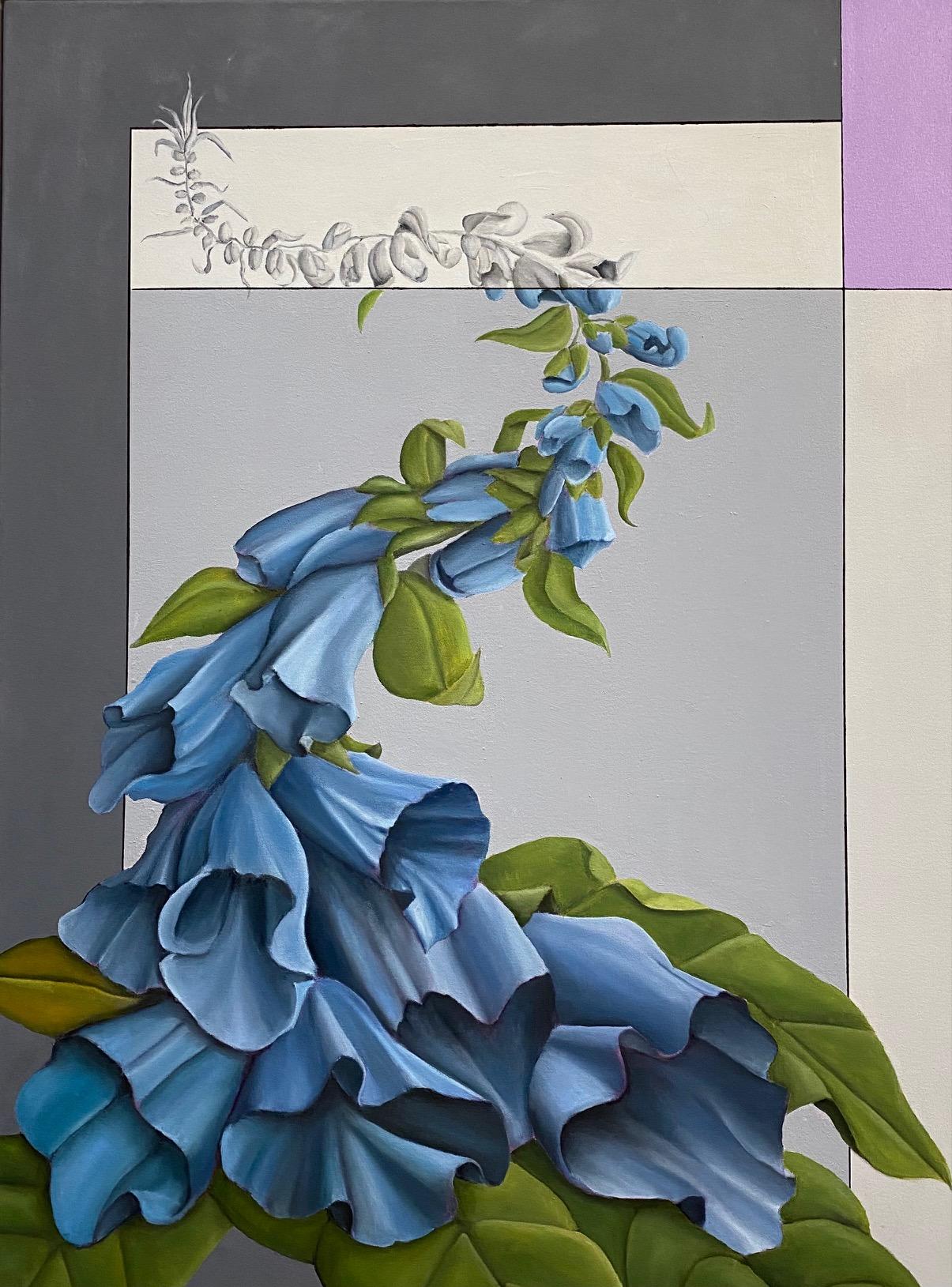 Foxglove Hybrid, 48x36 original contemporary floral still life - Painting by Jim Twerell