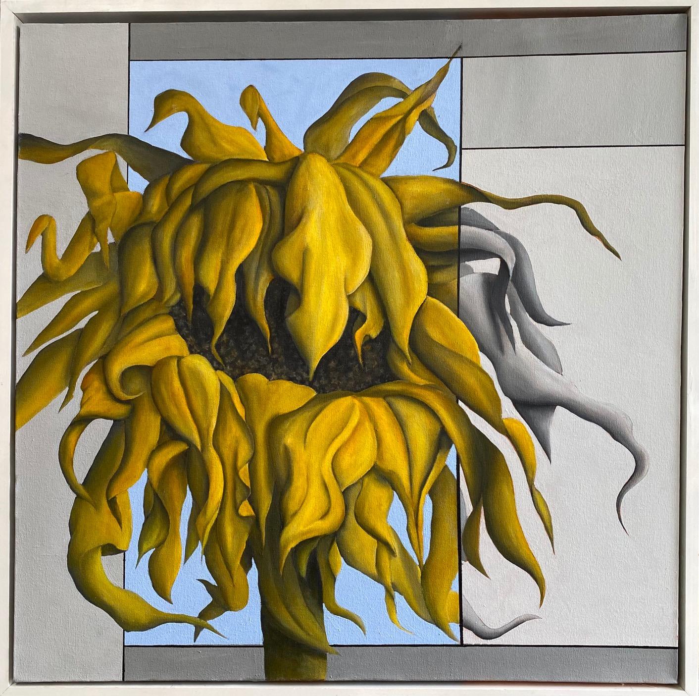 Sunflower, 36x36 original contemporary floral still life