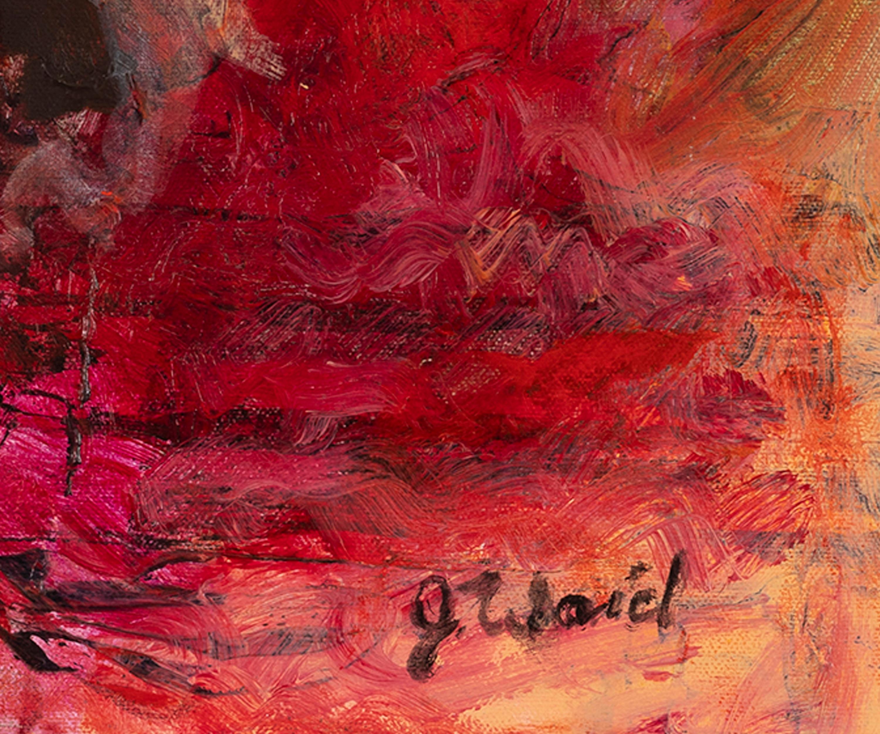 firma y título en el verso

b. 1942, Elgin, OK

Jim Waid crea mundos abstractos saturados de color, cubiertos de marcas, llenos de ritmo y movimiento, e intrincadamente texturizados.  Sus lienzos apenas contienen el paisaje pintado sobre ellos;
