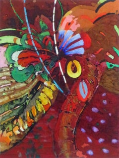 Fiesta, landscape painting,  Nature, brightly colored, red, abstract images