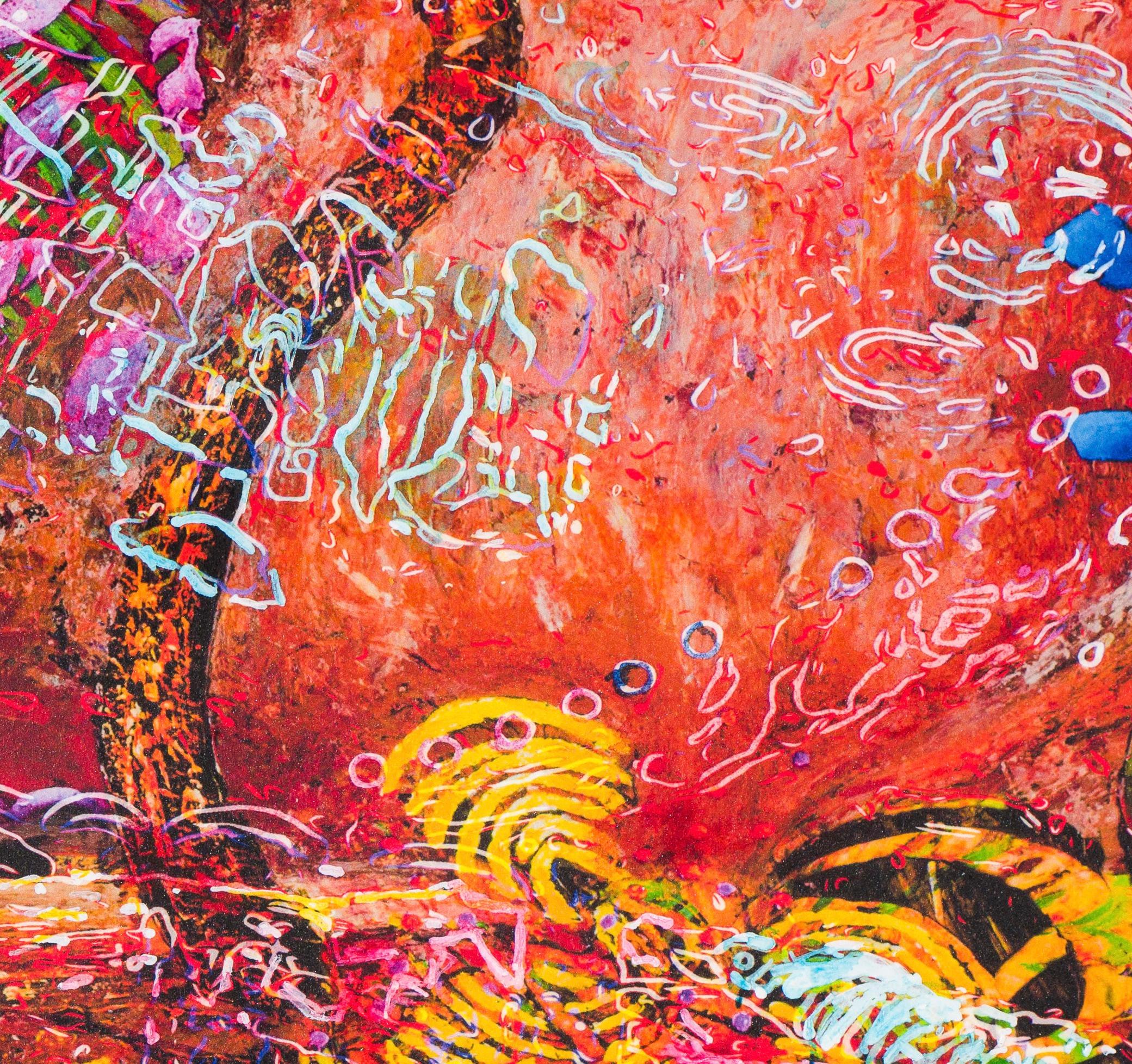 Jim Waid crée des mondes abstraits saturés de couleurs, recouverts de marques, remplis de rythme et de mouvement, et dotés d'une texture complexe. Ses toiles contiennent à peine le paysage qui y est peint ; luxuriantes de croissance, elles invitent